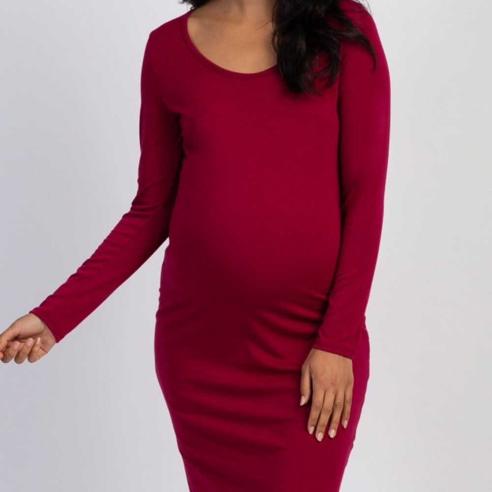 Pinkblush Burgundy Fitted Maternity Dress XL